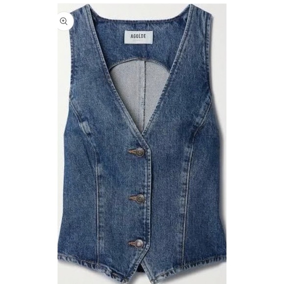 AGOLDE Denim Vest Sleeveless Button Up Jean Vest Top Layering Piece - Picture 3 of 10